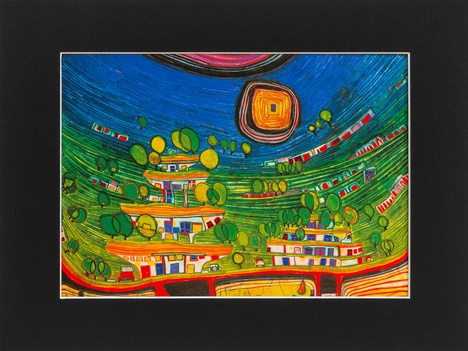 Mini Art Print with passe-partout THE HOUSES ARE HANGING UNDERNEATH THE WOODS (MEADOWS)