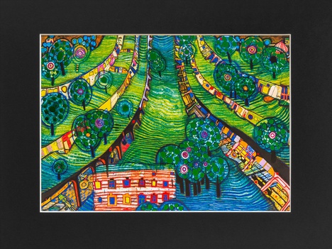 Mini Art Print with passe-partout GREEN TOWN